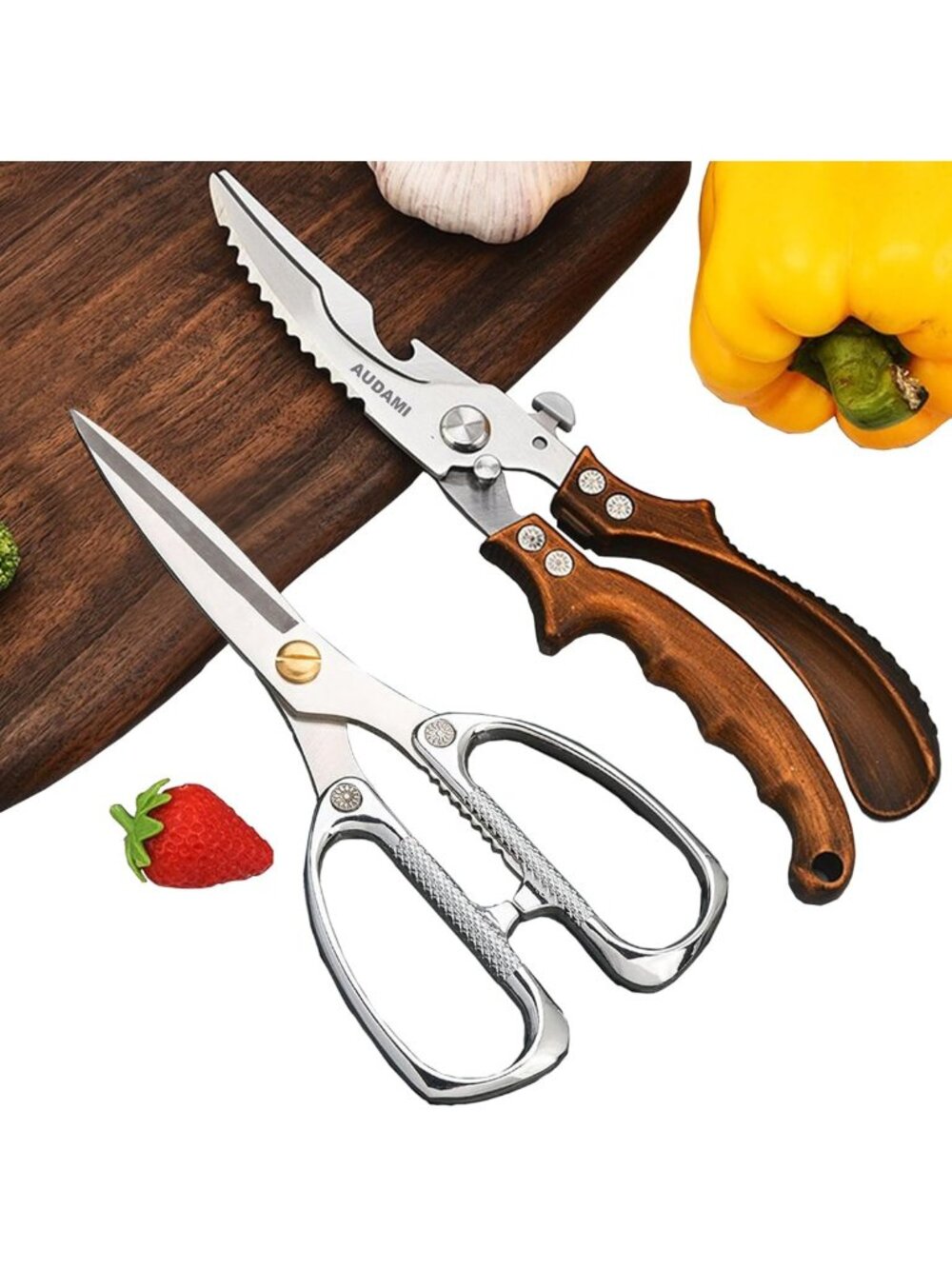 Heavy Duty Kitchen Scissors Set - Professional Stainless Steel Utility Shears